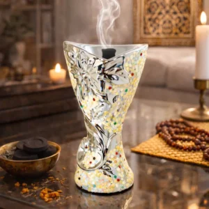 Encensoir de luxe argenté pour encens et bakhour oriental