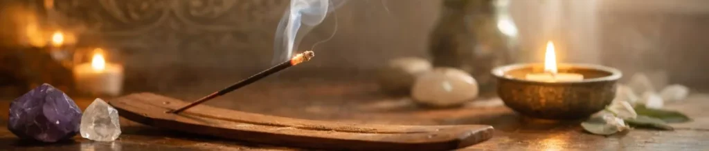 Encens ésotériques et accessoires utilisés pour les rituels de purification