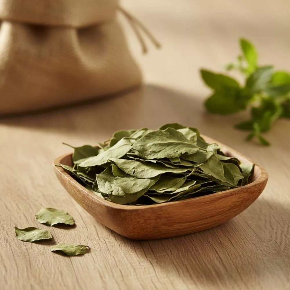 Feuilles de séné séchées utilisées dans les rituels traditionnels de purification