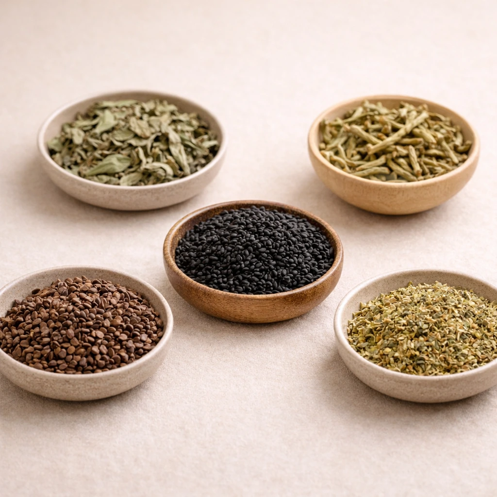 melange plantes naturelles ambiance maison jujubier ruta harmel nigelle