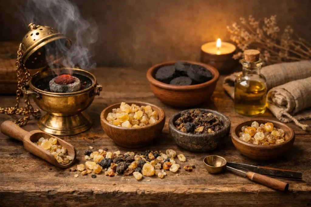 Préparation d’un rituel d’encens de purification selon les traditions orientales
