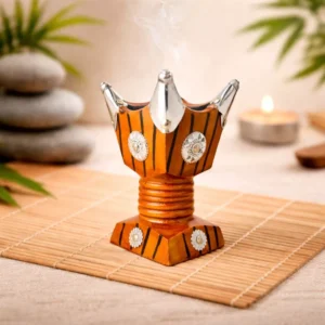 Encensoir indien en bois artisanal pour encens et bakhour
