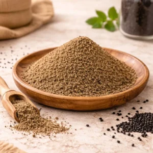 Nigelle en poudre naturelle Nigella sativa utilisée en purification traditionnelle