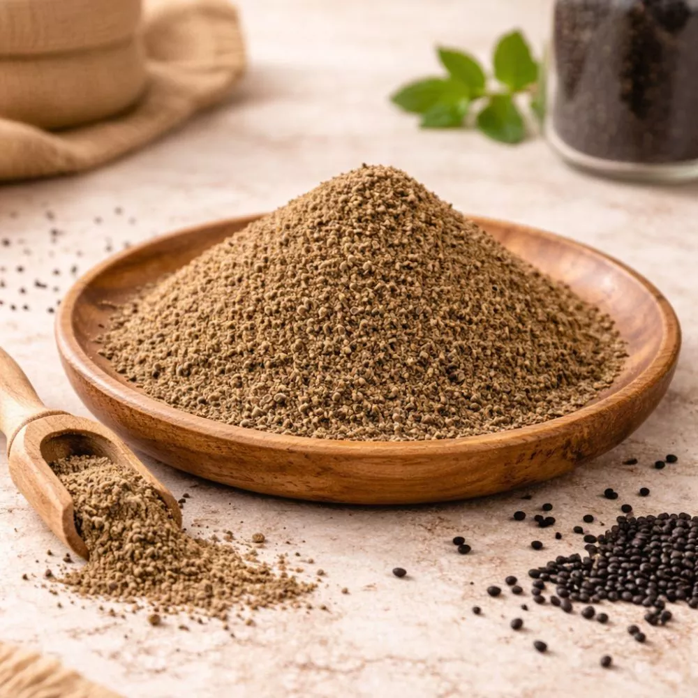 Nigelle en poudre naturelle Nigella sativa utilisée en purification traditionnelle