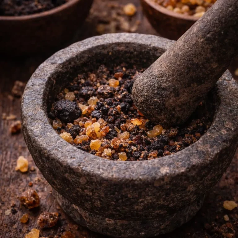 Préparation traditionnelle d’un mélange Fassoukh et encens naturel