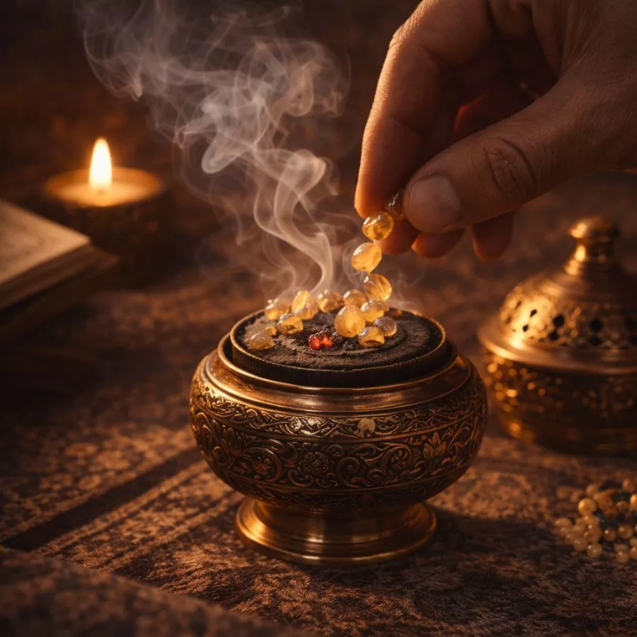 Utilisation traditionnelle du Fassoukh sur charbon naturel