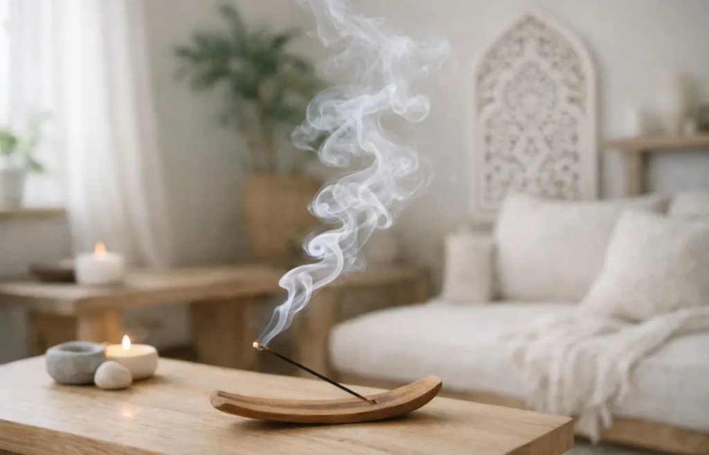 fumigation d’encens pour purifier une maison