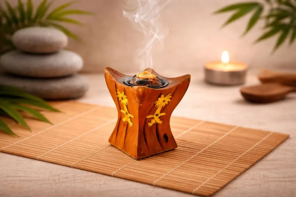 préparation d’un rituel de purification avec encens naturel