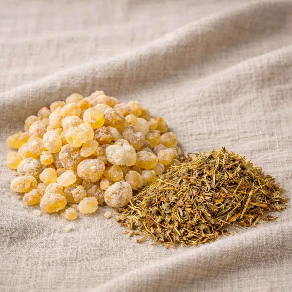 résines naturelles oliban et bois arar pour purification